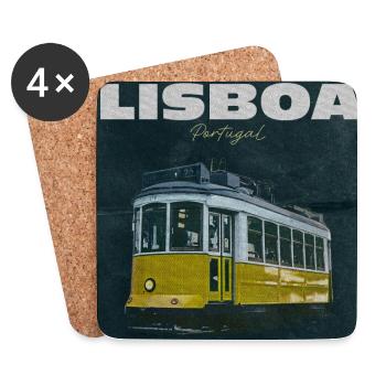 Lisbon Yellow Tram Retro - Coasters (set of 4) - white - Front
