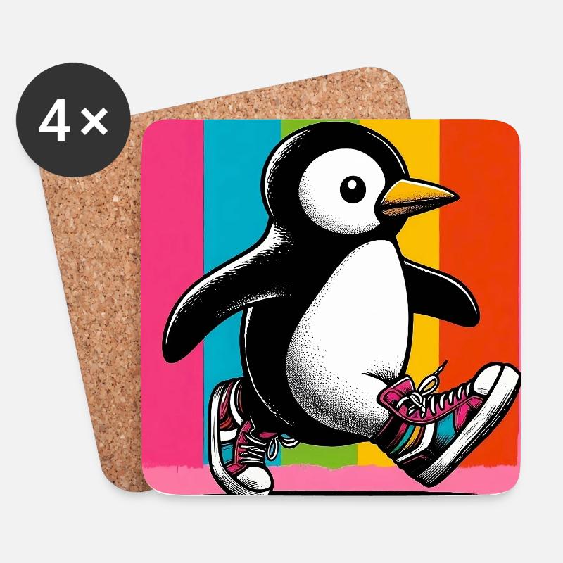 Pinguin - Untersetzer (4er-Set) - Weiß