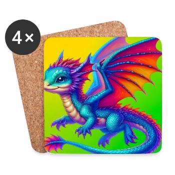 Drache - Untersetzer (4er-Set) - Weiß - Vorne