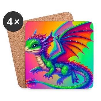 Drache - Untersetzer (4er-Set) - Weiß - Vorne
