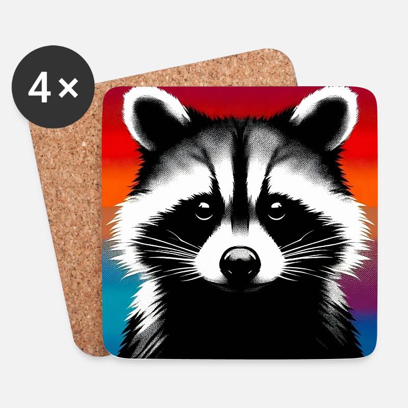 Waschbär - Untersetzer (4er-Set) - Weiß