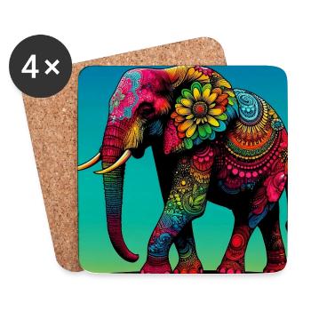 éléphant - Dessous de verre (lot de 4) - blanc - Devant