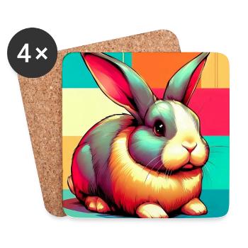 Kaninchen - Untersetzer (4er-Set) - Weiß - Vorne