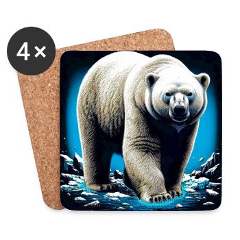 ours blanc - Dessous de verre (lot de 4) - blanc - Devant