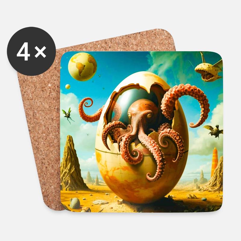 Oktopus-Ei in Desert Odyssey - Untersetzer (4er-Set) - Weiß