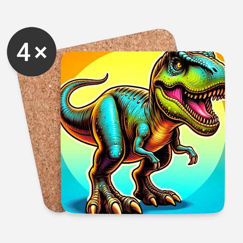 Dinosaurier - Untersetzer (4er-Set) - Weiß