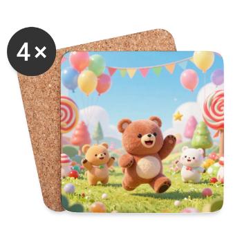 Bunte Bären-Jamboree - Untersetzer (4er-Set) - Weiß - Vorne