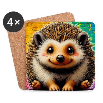 hedgehog - Coasters (set of 4) - white - Front