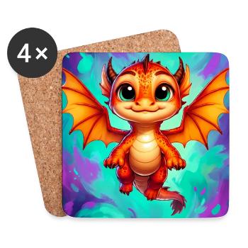 dragon - Dessous de verre (lot de 4) - blanc - Devant