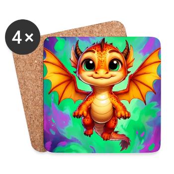 dragon - Dessous de verre (lot de 4) - blanc - Devant
