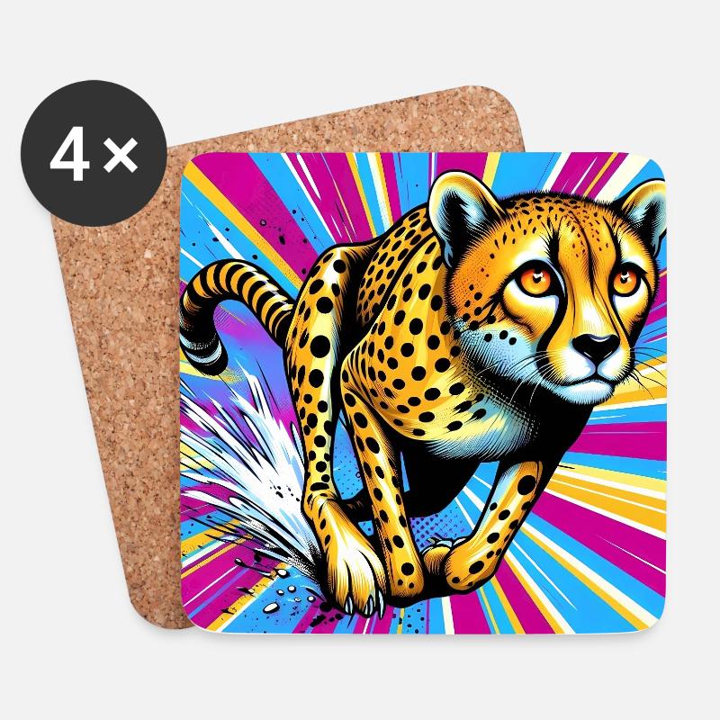 cheetah - Coasters (set of 4) - white