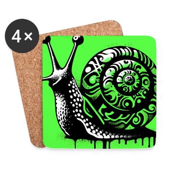 Escargot - Dessous de verre (lot de 4) - blanc - Devant