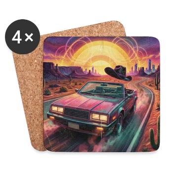 Retro Synthwave Desert Ride - Coasters (set of 4) - white - Front