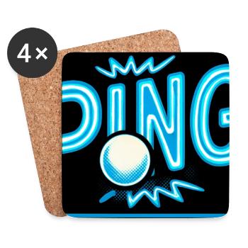 Ping Pong - Tennis de Table - Dessous de verre (lot de 4) - blanc - Devant