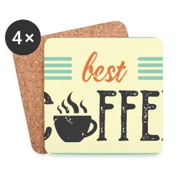 meilleur café café Icône Symbole Chers amis Logo - Dessous de verre (lot de 4) - blanc - Devant