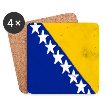 Drapeau de la Bosnie-Herzégovine - Dessous de verre (lot de 4) - blanc - Devant
