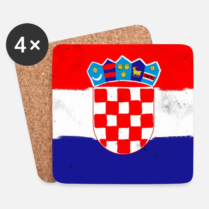 Flagge von Kroatien - Untersetzer (4er-Set) - Weiß