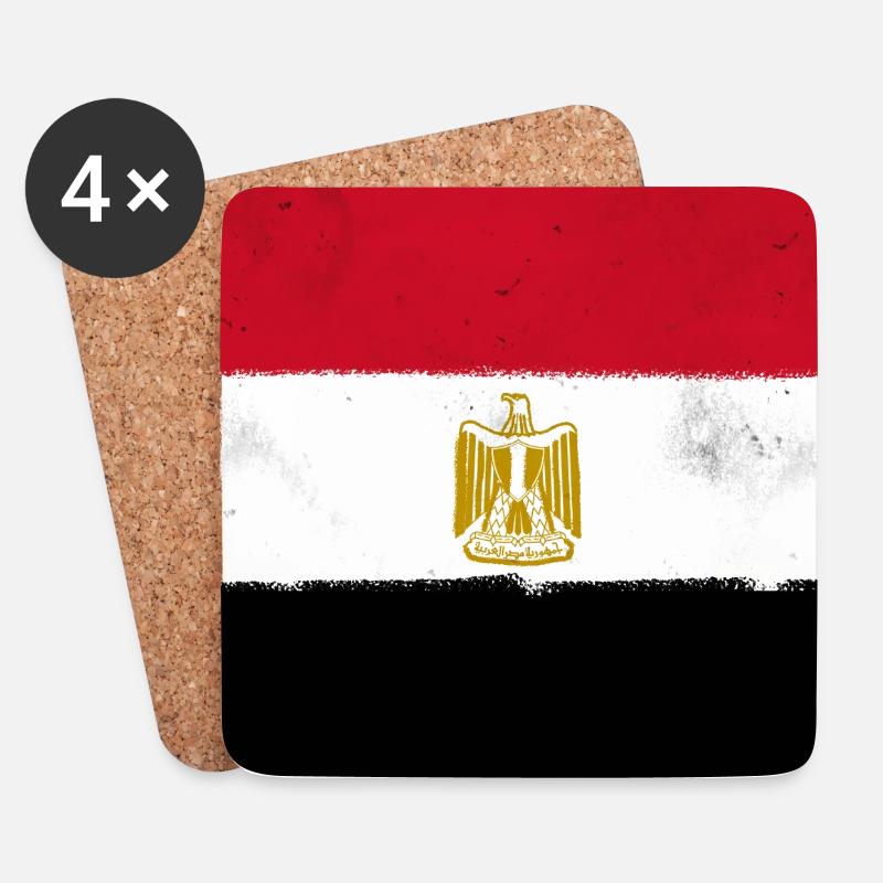 Drapeau de l’Égypte – Terre des Pharaons - Dessous de verre (lot de 4) - blanc