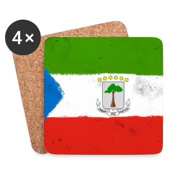 Drapeau de la Guinée équatoriale – Identité tropicale - Dessous de verre (lot de 4) - blanc - Devant