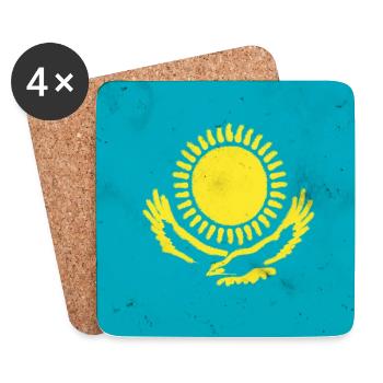 Drapeau du Kazakhstan - Dessous de verre (lot de 4) - blanc - Devant