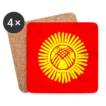 Drapeau du Kirghizistan - Dessous de verre (lot de 4) - blanc - Devant