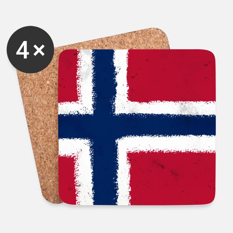 Flagge von Norwegen - Untersetzer (4er-Set) - Weiß