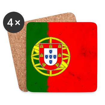 Drapeau du Portugal - Dessous de verre (lot de 4) - blanc - Devant