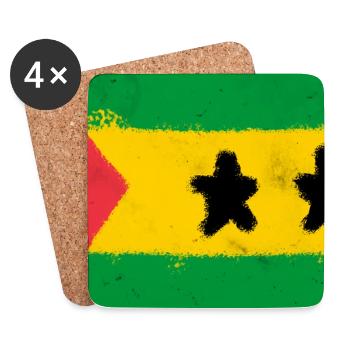 Drapeau de São Tomé-et-Príncipe - Dessous de verre (lot de 4) - blanc - Devant