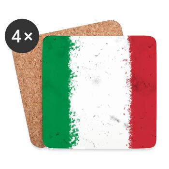 Drapeau de l’Italie - Dessous de verre (lot de 4) - blanc - Devant