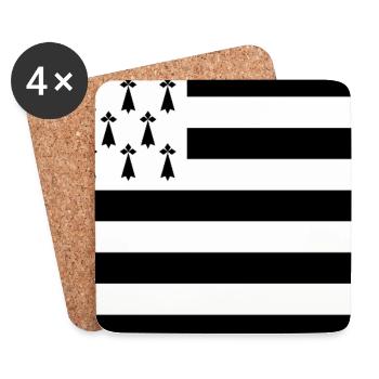 Gwenn ha Du | Drapeau de la Bretagne - Dessous de verre (lot de 4) - blanc - Devant