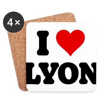 Ich liebe Lyon, ich liebe Lyon – Amour Ville - Untersetzer (4er-Set) - Weiß - Vorne