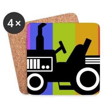Kraftfahrzeug Biobauer Landleben Farmer Traktor - Untersetzer (4er-Set) - Weiß - Vorne