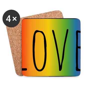 CSD Tshirt Regenbogen Love - Untersetzer (4er-Set) - Weiß - Vorne