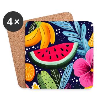Bunte tropische Früchte - Untersetzer (4er-Set) - Weiß - Vorne