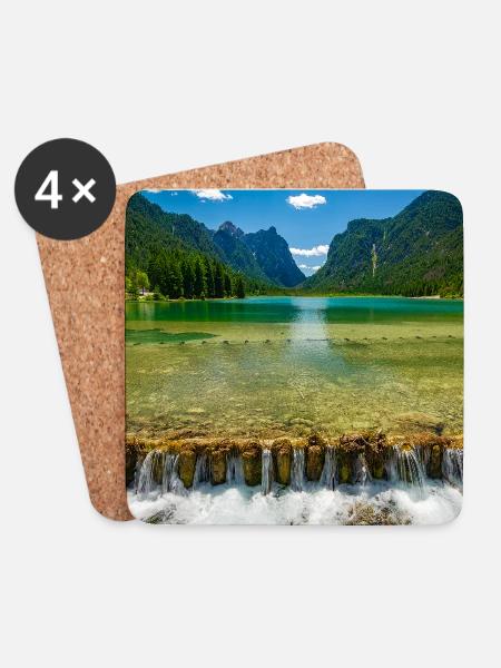 Toblacher See in den Dolomiten - Untersetzer (4er-Set) - Weiß