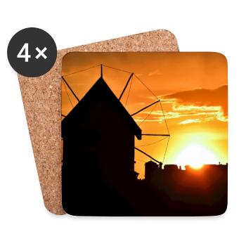 Windmühle bei Sonnenuntergang - Untersetzer (4er-Set) - Weiß - Vorne