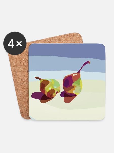Bunte Birnen auf einer Strandlandschaft - Untersetzer (4er-Set) - Weiß