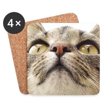 Visage de chat Minka - Dessous de verre (lot de 4) - blanc - Devant