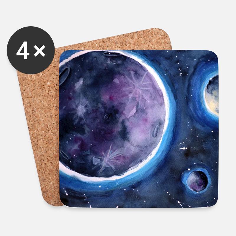 Planeten in Aquarell - Untersetzer (4er-Set) - Weiß