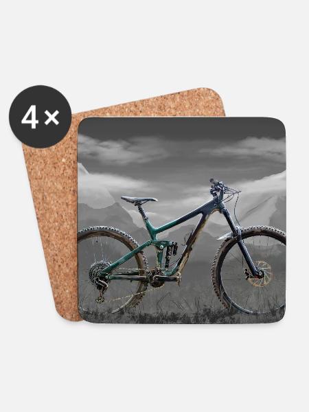 Mountainbike - Untersetzer (4er-Set) - Weiß