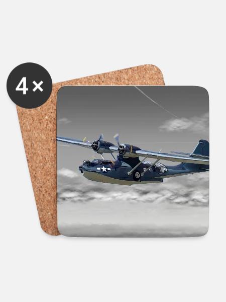 PBY Catalina - Untersetzer (4er-Set) - Weiß