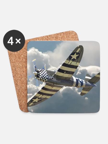 P-47 Thunderbolt - Untersetzer (4er-Set) - Weiß