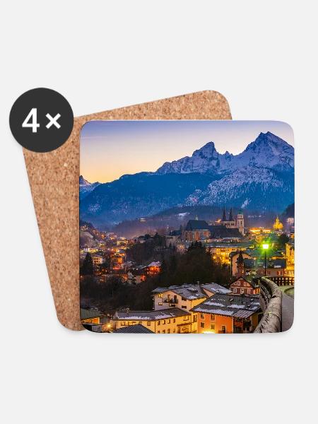 Berchtesgaden mit Watzmann - Untersetzer (4er-Set) - Weiß