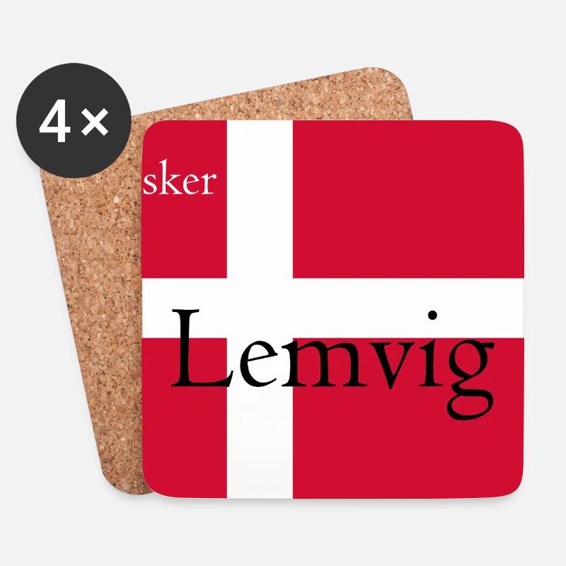 "Jeg elsker Lemvig" auf Dannebrog - Untersetzer (4er-Set) - Weiß