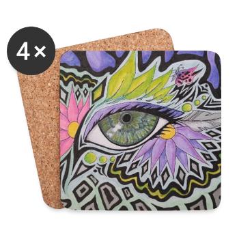 Psychedelic Single Eye Pattern - Coasters (set of 4) - white - Front