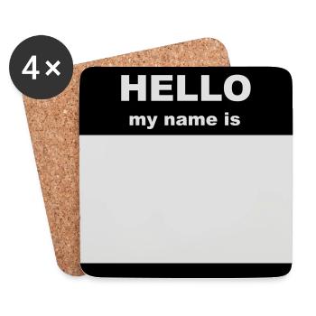 Namensschild - hallo, mein Name ist - Untersetzer (4er-Set) - Weiß - Vorne