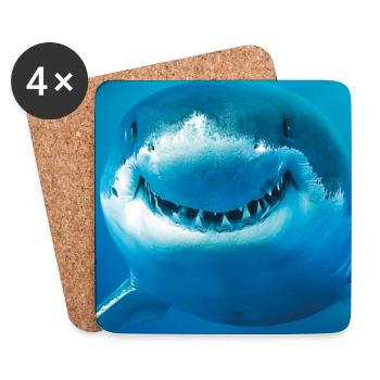 Requin souriant sous l’eau - Dessous de verre (lot de 4) - blanc - Devant