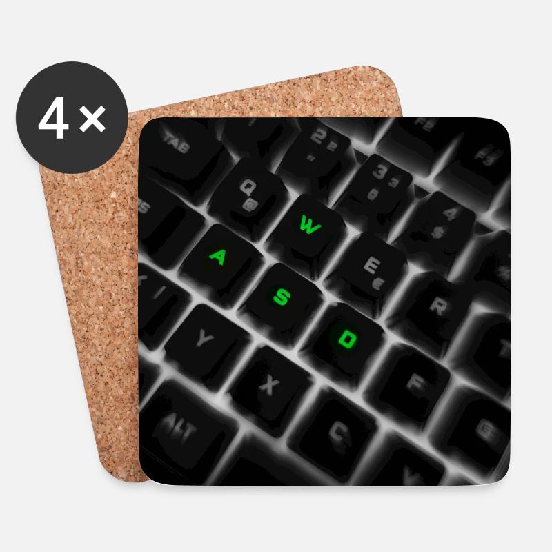 WASD Neon Keyboard Art Print - Untersetzer (4er-Set) - Weiß