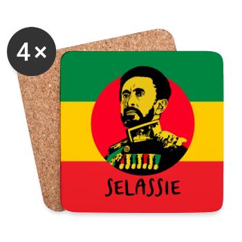 DRAPEAU REGGAE - HAILÉ SÉLASSIÉ - JAH RASTAFARI - Dessous de verre (lot de 4) - blanc - Devant