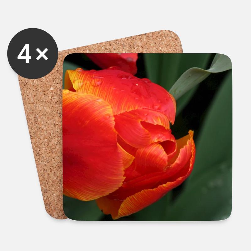 Feurige Tulpenfrische - Untersetzer (4er-Set) - Weiß